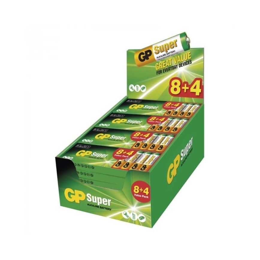 12 uds Pila alcalina AA GP SUPER 1,5V