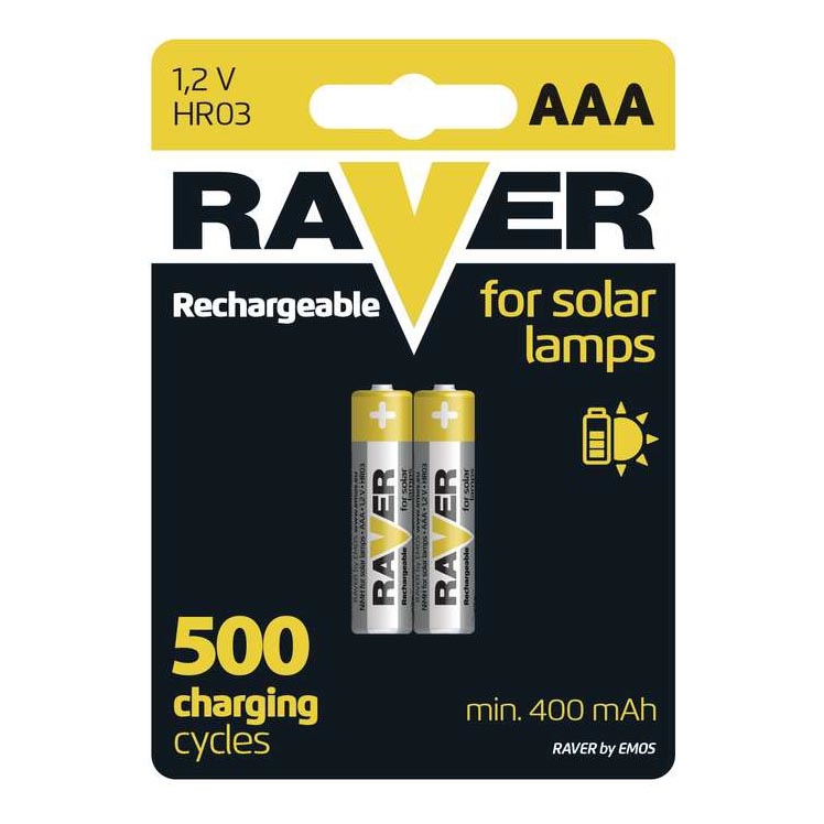 2 pz. Baterías recargables AAA RAVER NiMH/1,2V/400 mAh