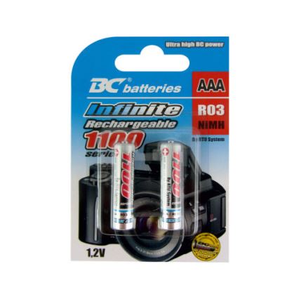 2 pz. Baterías recargables NiMH AAA 1100 mAh 1,2V