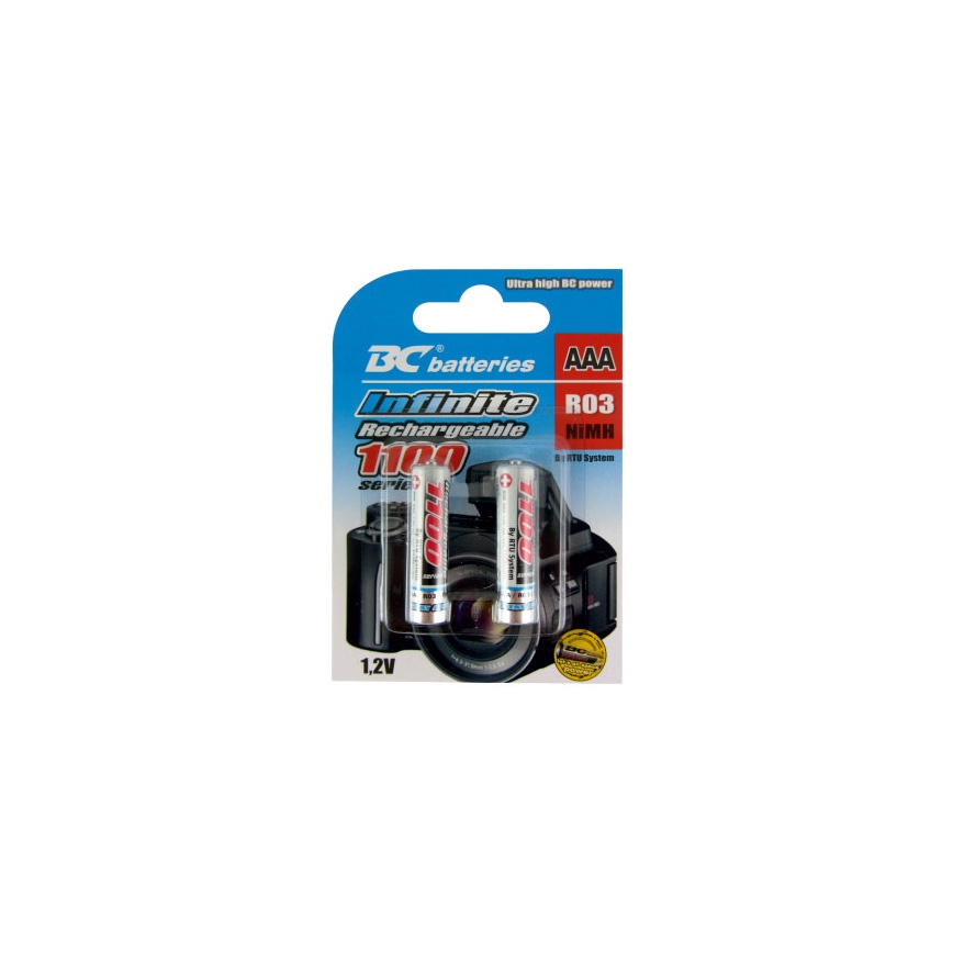 2 pz. Baterías recargables NiMH AAA 1100 mAh 1,2V