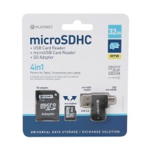 4en1 MicroSDHC 32GB + adaptador SD + lector MicroSD + adaptador OTG