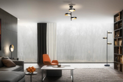 Luminaria negra, elemento de diseño de un apartamento moderno