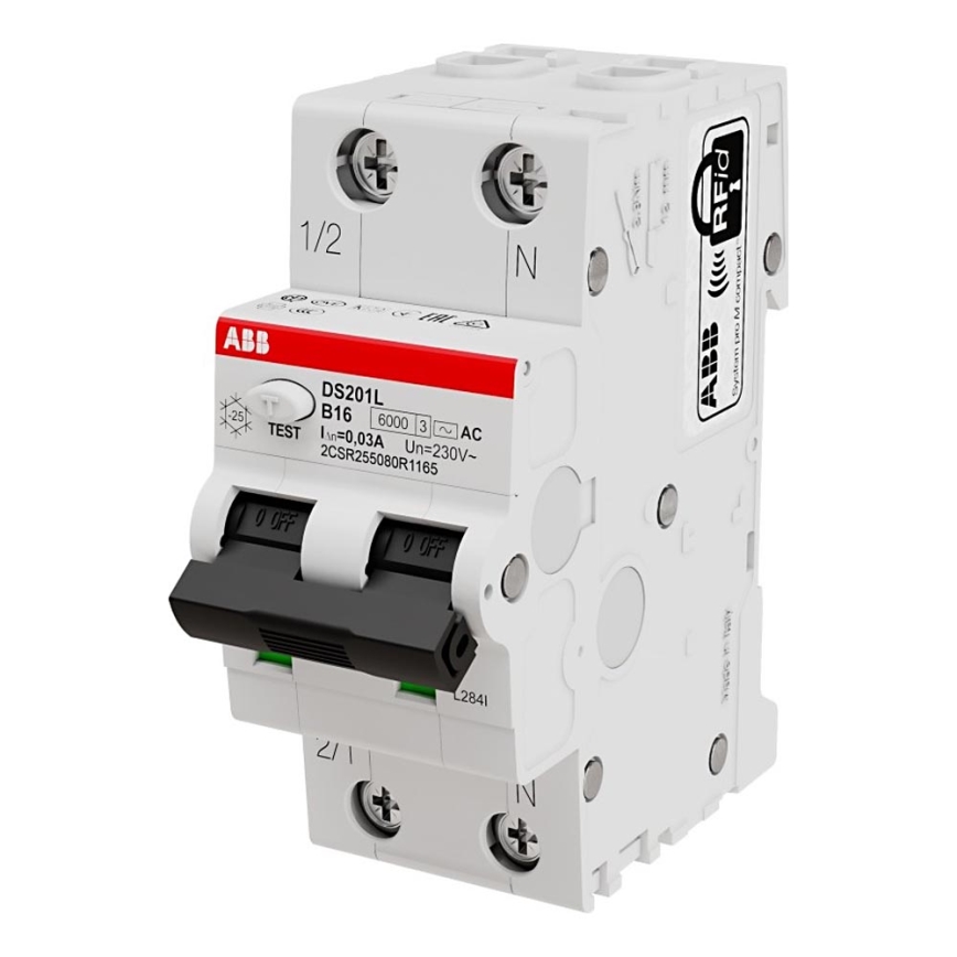 ABB 2CSR255080R1165 - Interruptor automático de 2 polos DS201 B16 230V