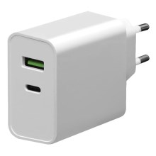 Adaptador de carga USB-C Power Delivery + USB-A 45W/230V blanco