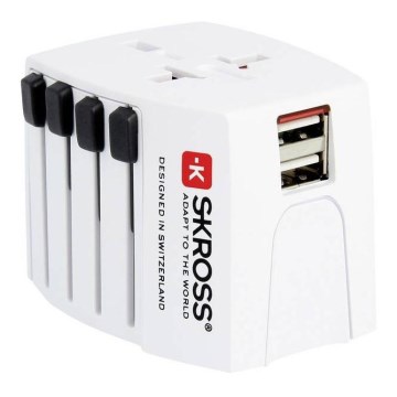 Adaptador de viaje internacional 230V + 2x puerto USB