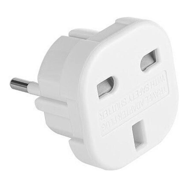 Adaptador de viaje UK/EU 230V blanco