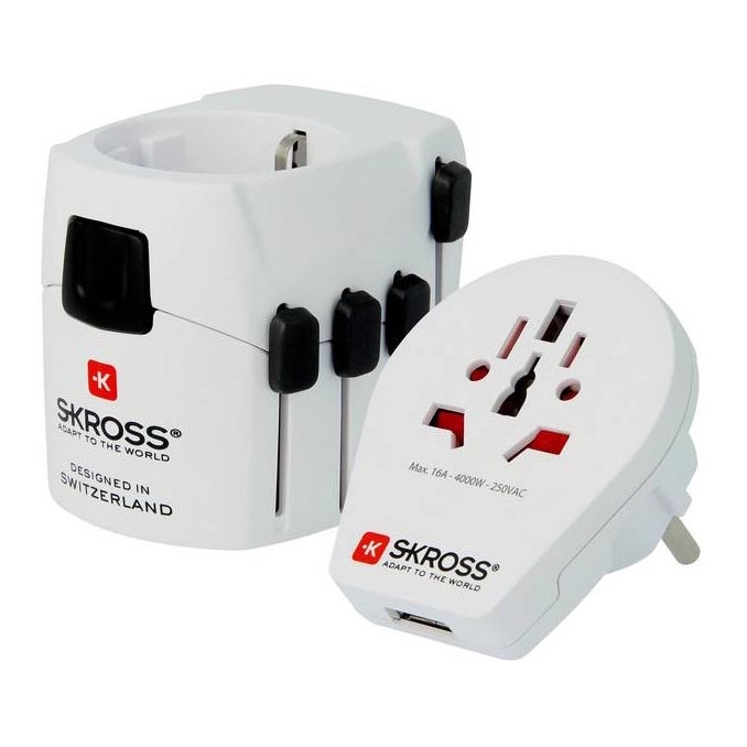 Adaptador universal de viaje para todo el mundo 230V + puerto USB