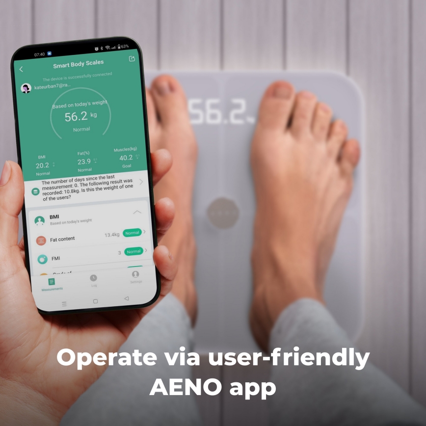 AENO - Báscula personal inteligente 3xAAA