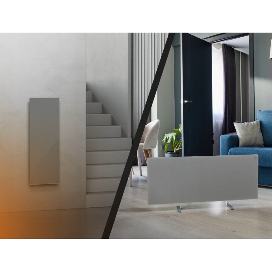 AENO - Panel infrarrojo eléctrico inteligente con LED mostrar 700W Temporizador/termostato IP44 Wi-fi gris