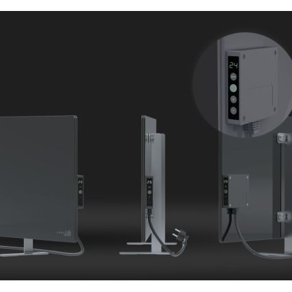 AENO - Panel infrarrojo eléctrico inteligente con LED mostrar 700W Temporizador/termostato IP44 Wi-fi gris
