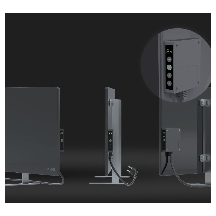AENO - Panel infrarrojo eléctrico inteligente con LED mostrar 700W Temporizador/termostato IP44 Wi-fi gris