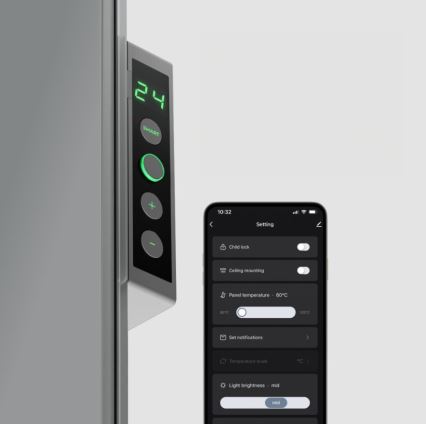 AENO - Panel infrarrojo eléctrico inteligente con LED mostrar 700W Temporizador/termostato IP44 Wi-fi gris
