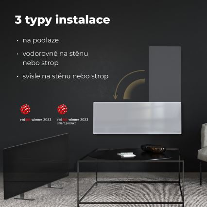 AENO - Panel infrarrojo eléctrico inteligente 700W Temporizador/termostato IP44 Wi-fi blanco