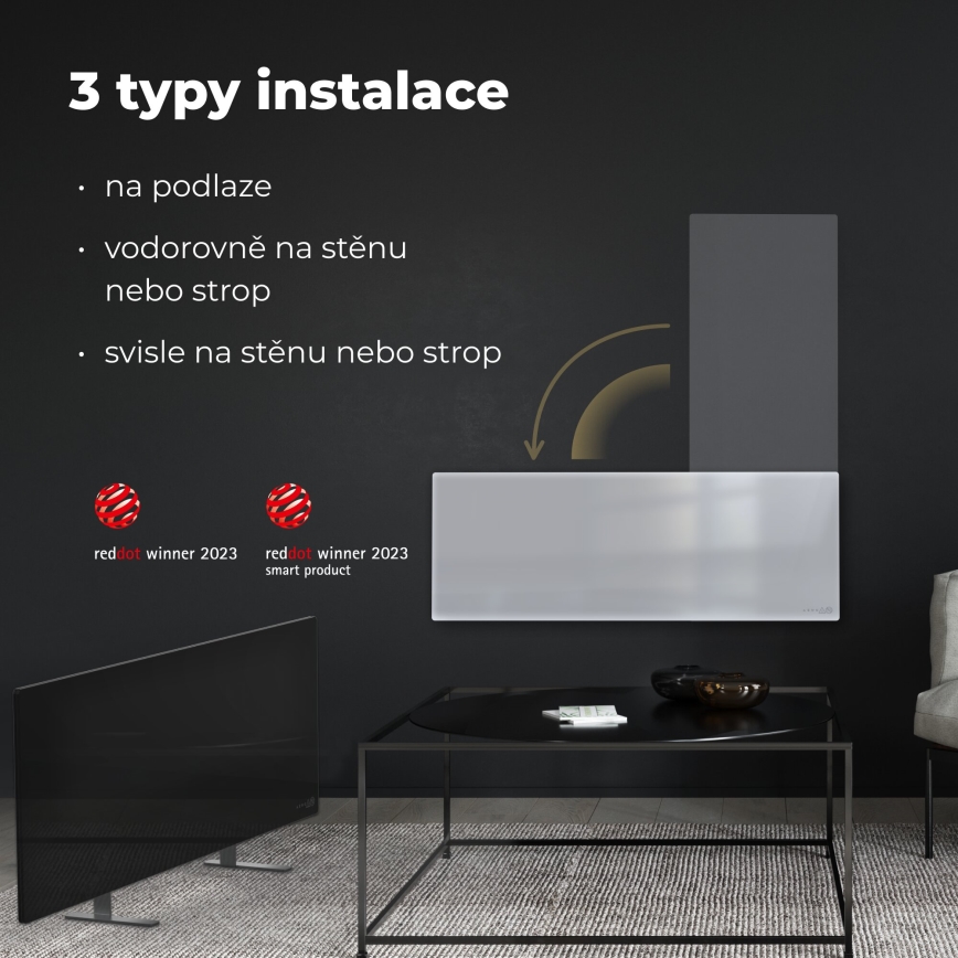 AENO - Panel infrarrojo eléctrico inteligente 700W Temporizador/termostato IP44 Wi-fi blanco