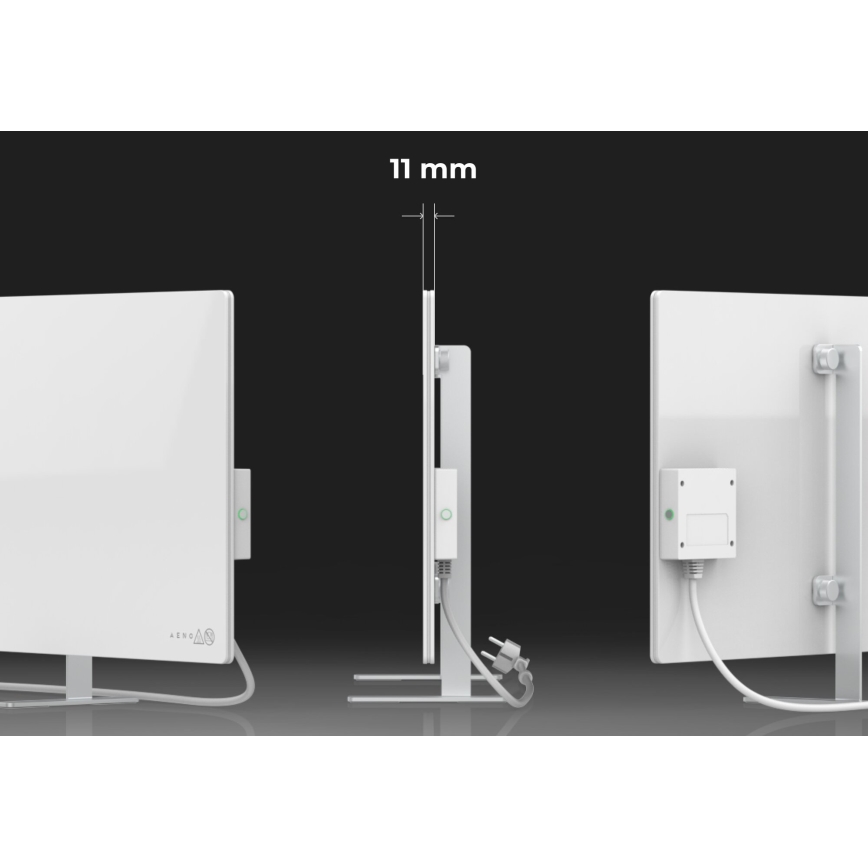 AENO - Panel infrarrojo eléctrico inteligente 700W Temporizador/termostato IP44 Wi-fi blanco