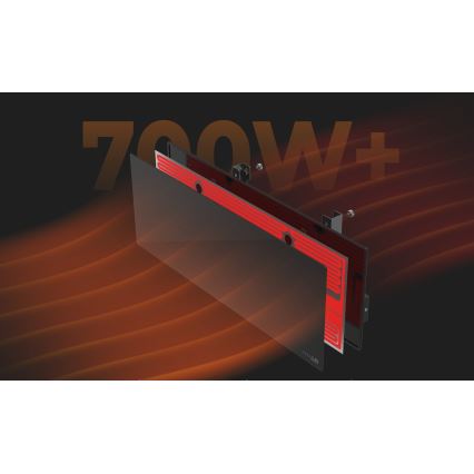 AENO - Panel infrarrojo eléctrico inteligente 700W Temporizador/termostato IP44 Wi-fi negro