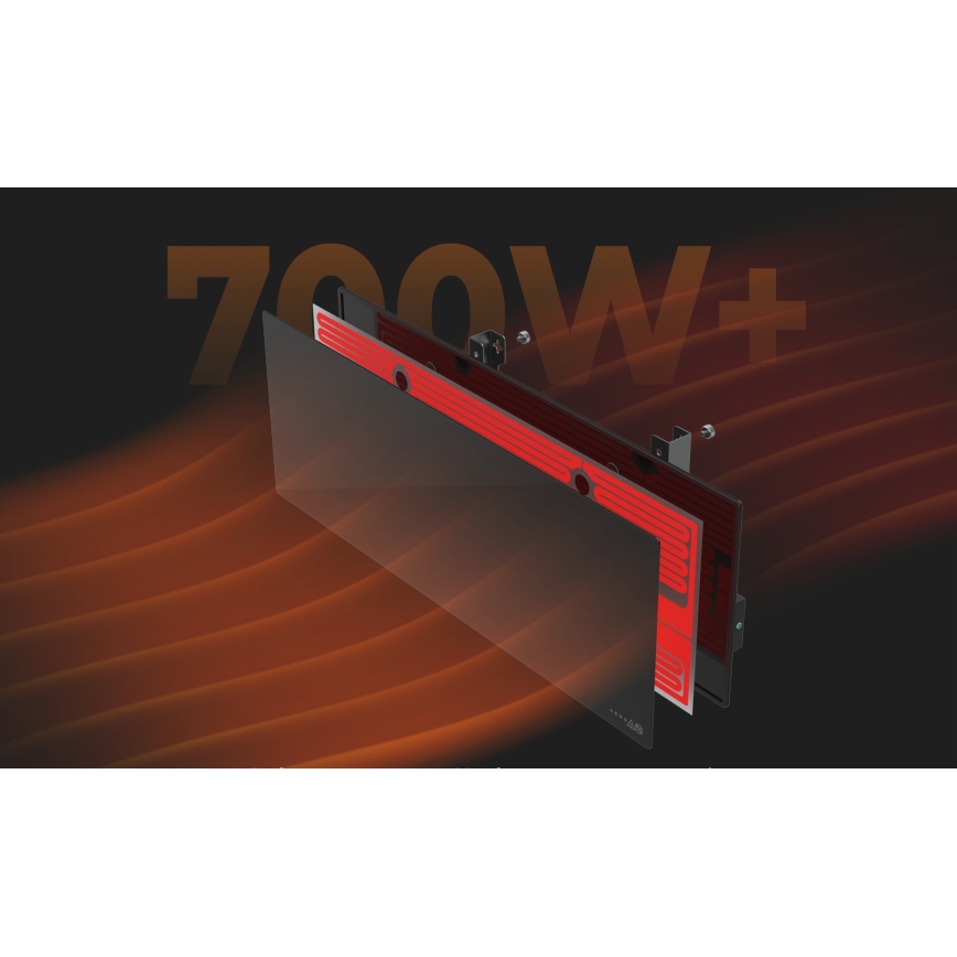 AENO - Panel infrarrojo eléctrico inteligente 700W Temporizador/termostato IP44 Wi-fi negro