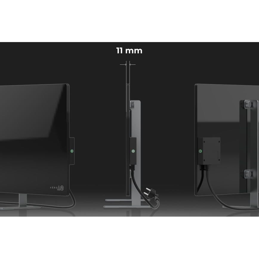 AENO - Panel infrarrojo eléctrico inteligente 700W Temporizador/termostato IP44 Wi-fi negro