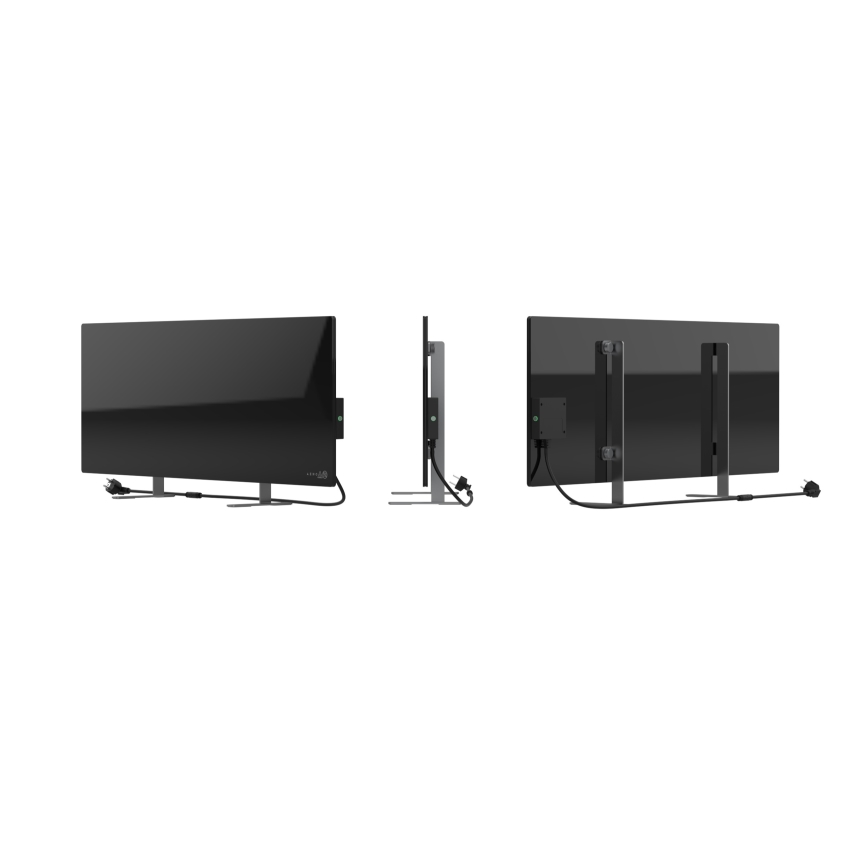 AENO - Panel infrarrojo eléctrico inteligente 700W Temporizador/termostato IP44 Wi-fi negro