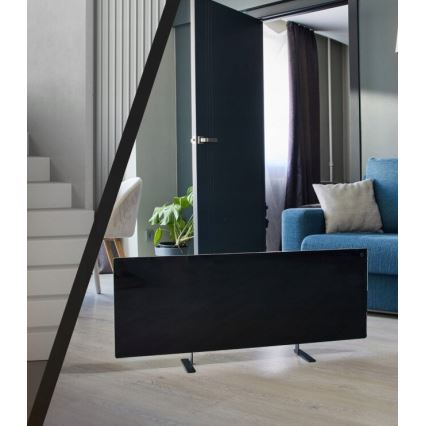 AENO - Panel infrarrojo eléctrico inteligente con LED mostrar 700W temporizador/termostato IP44 Wi-fi negro