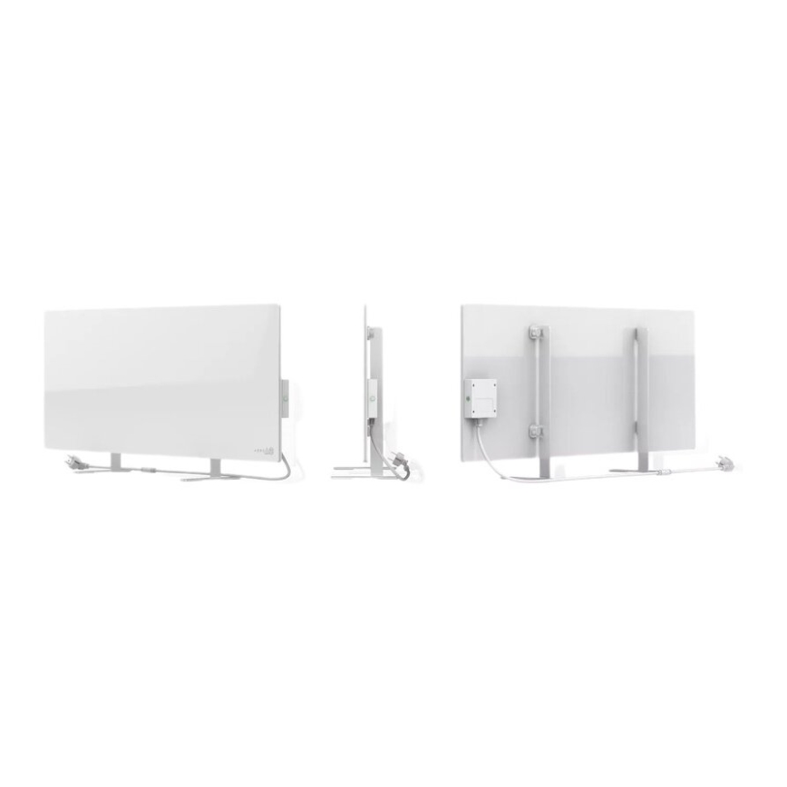 AENO - Panel infrarrojo eléctrico inteligente con pantalla LED 700W temporizador/termostato IP44 Wi-fi blanco