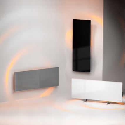 AENO - Panel infrarrojo eléctrico inteligente con pantalla LED 700W temporizador/termostato IP44 Wi-fi blanco