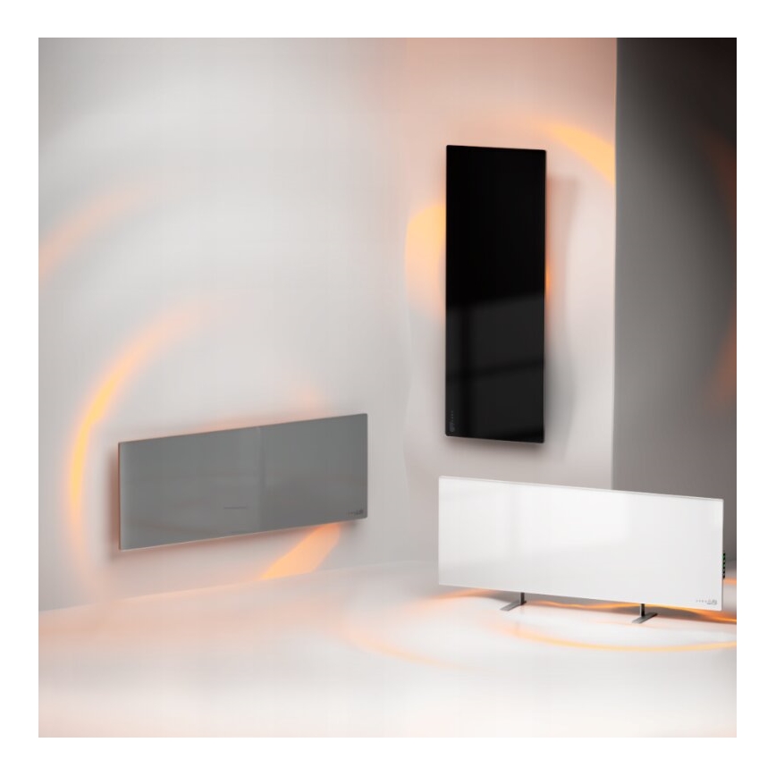 AENO - Panel infrarrojo eléctrico inteligente con pantalla LED 700W temporizador/termostato IP44 Wi-fi blanco