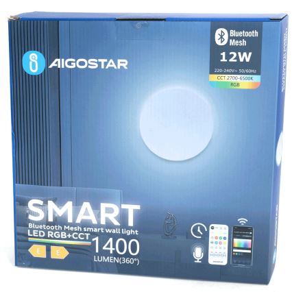 Aigostar - Aplique LED RGBW regulable MESH Smart LED/12W/230V 2700-6500K blanco + control remoto
