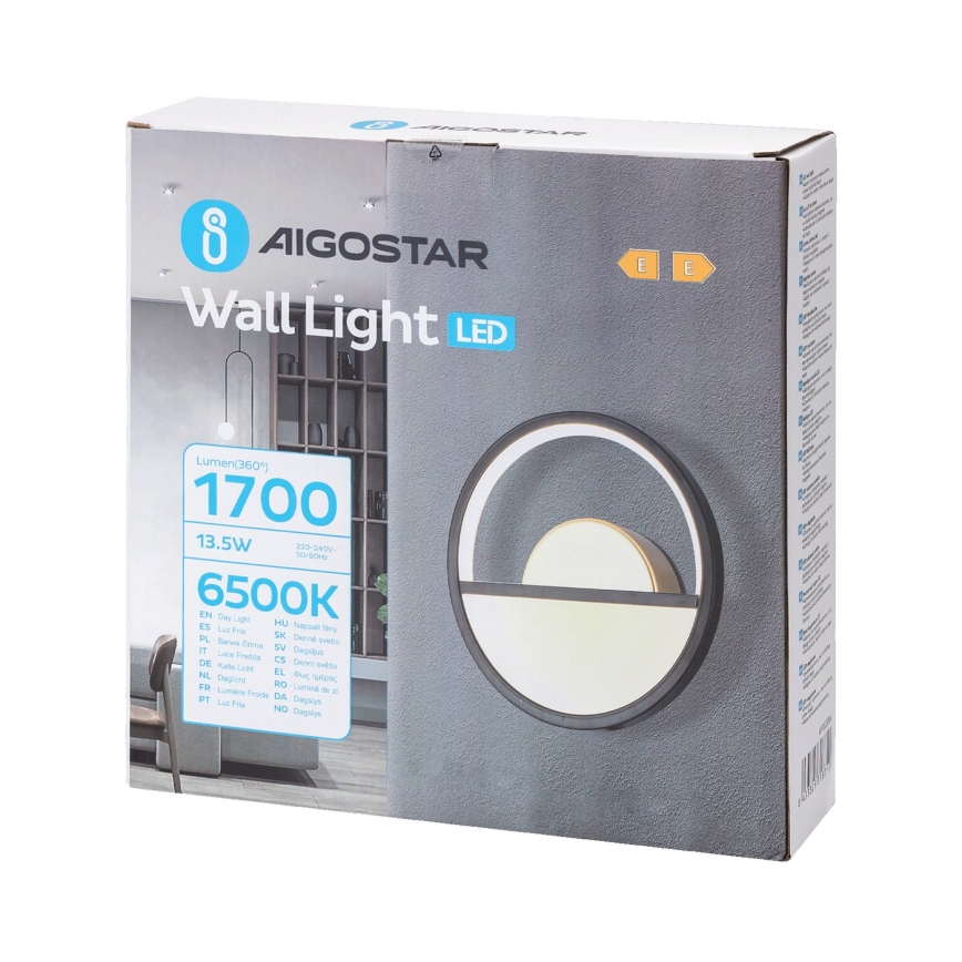 Aigostar - Aplique LED LED/13,5W/230V 6500K negro/dorado