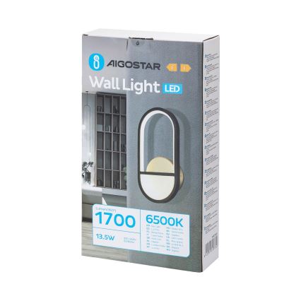 Aigostar - Aplique LED LED/13,5W/230V 6500K negro/dorado