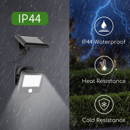Aigostar - Aplique LED solar con sensor LED/0,64W/3,7V 600 mAh 6500K IP44