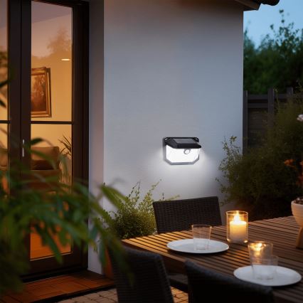 Aigostar - Aplique LED solar con sensor LED/0,8W/5,5V 1200 mAh 6500K IP65