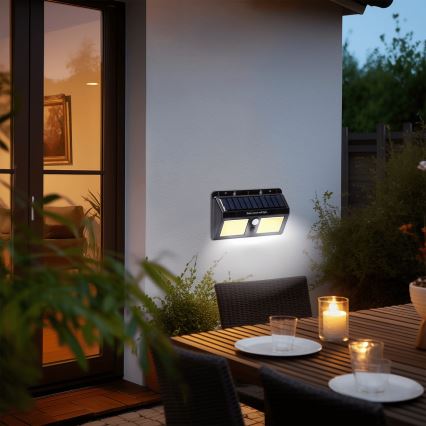 Aigostar - Aplique LED solar con sensor LED/20W/5,5V 2400 mAh 6500K IP65