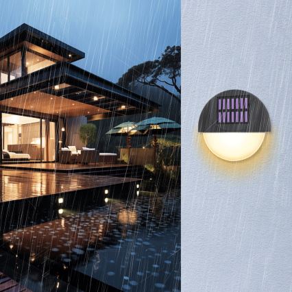 Aigostar - Aplique LED solar LED/1W/1,2V negro 200 mAh 2700K IP44