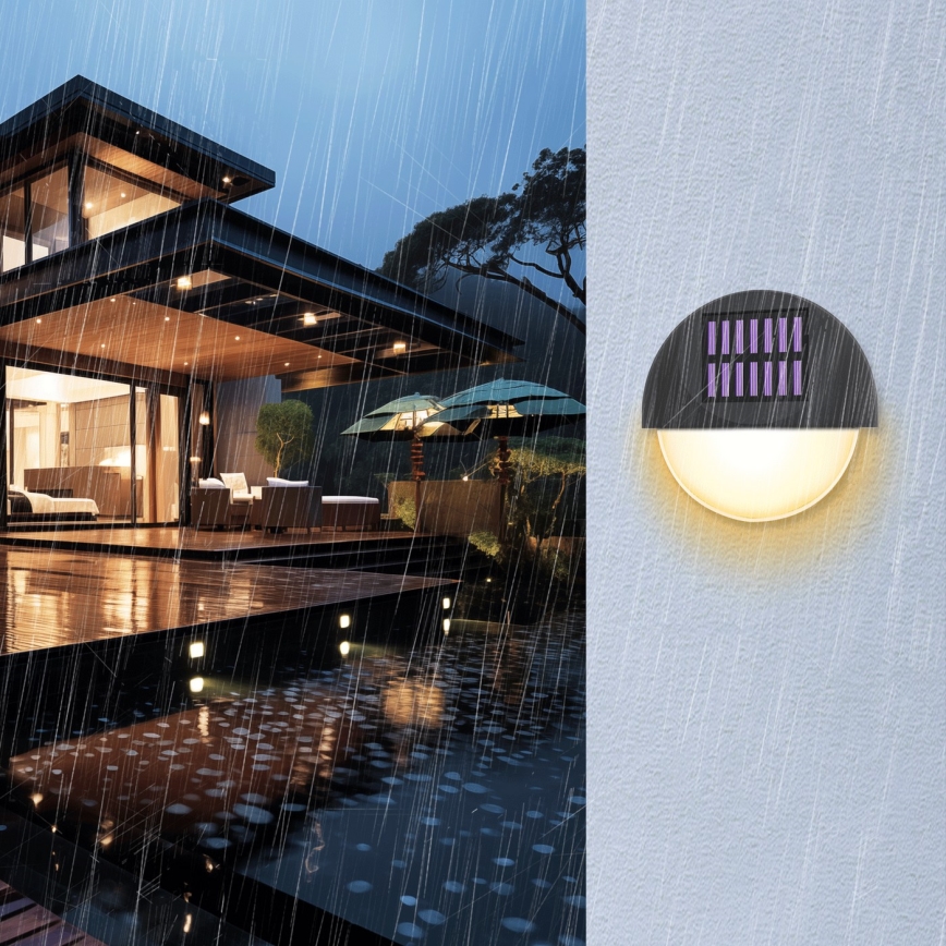 Aigostar - Aplique LED solar LED/1W/1,2V negro 200 mAh 2700K IP44