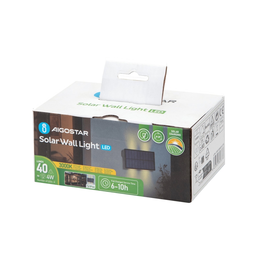 Aigostar - Aplique LED solar LED/4W/5,5V 2700K IP44