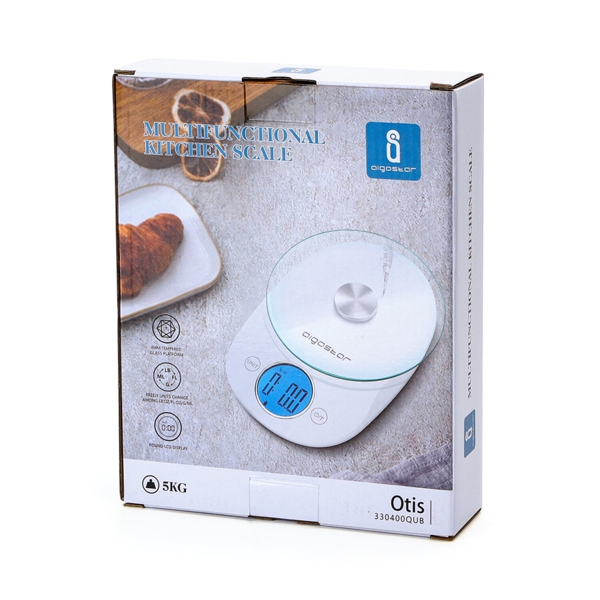 Aigostar - Balanza de cocina 2xCR2032 blanco