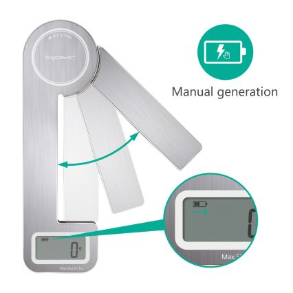 Aigostar - Báscula de cocina plegable 5kg cromo mate