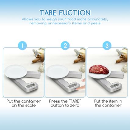 Aigostar - Báscula de cocina plegable 5kg cromo mate