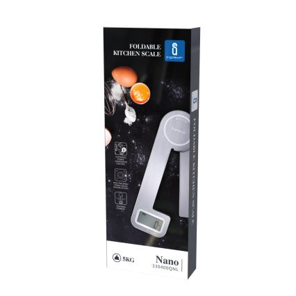 Aigostar - Báscula de cocina plegable 5kg cromo mate