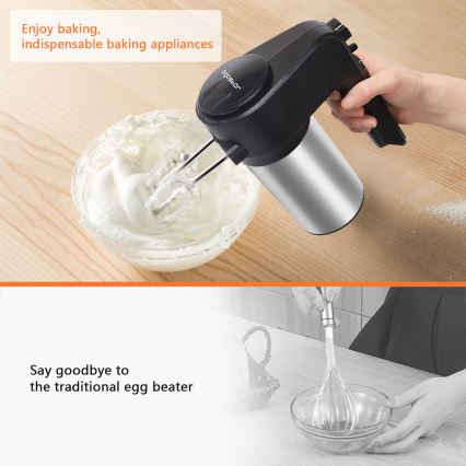 Aigostar - Batidora de mano 300W/230V negro/cromo mate