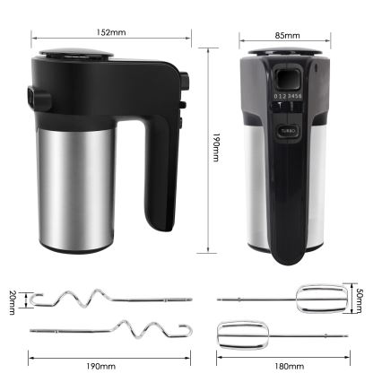 Aigostar - Batidora de mano 300W/230V negro/cromo mate