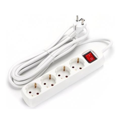 Aigostar - Cable de extensión con interruptor 4Z 3m blanco