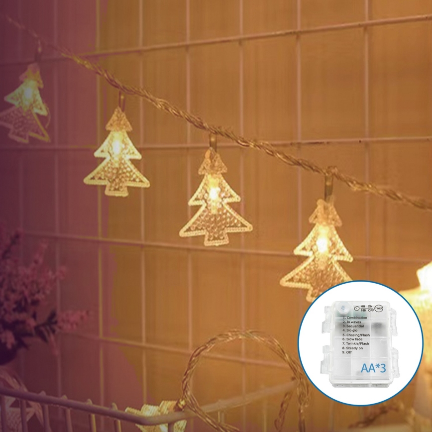 Aigostar - Cadena de luces de Navidad LED 20xLED/3xAA 3,3m árboles