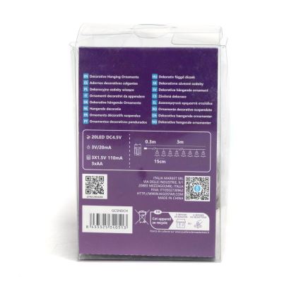 Aigostar - Cadena de luces de Navidad LED 20xLED/3xAA 3,3m árboles