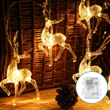 Aigostar - Cadena de luces de Navidad LED 20xLED/3xAA 3,3m renos