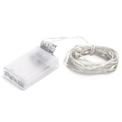 Aigostar - Cadena de luces de Navidad LED 50xLED/3xAA 5,3m blanco cálido