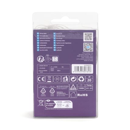 Aigostar - Cadena de luces de Navidad LED 50xLED/3xAA 5,3m blanco cálido