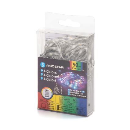 Aigostar - Cadena de luces de Navidad LED 50xLED/3xAA 5,3m multicolor