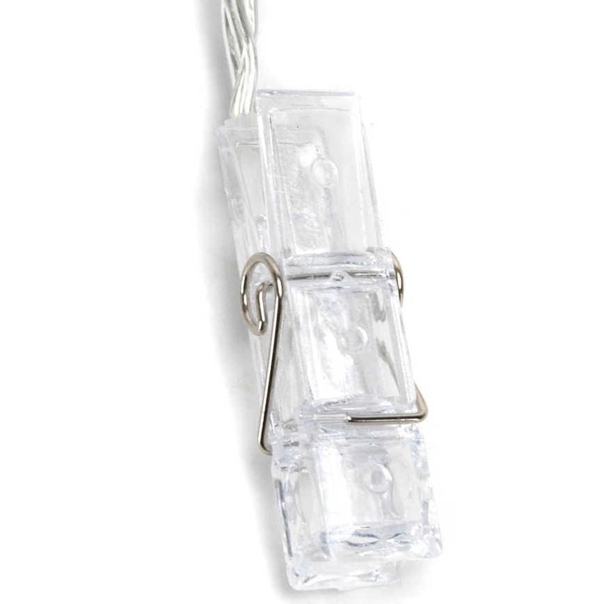 Aigostar - Cadena de luces LED decorativa con pinzas 20xLED/3xAA 3,3m blanco cálido